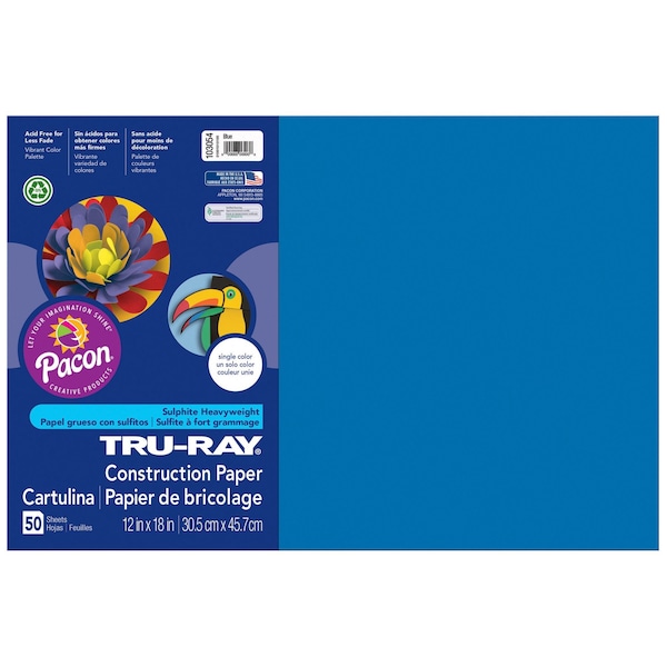 Tru-Ray® Construction Paper, Blue, 12 X 18in, PK250